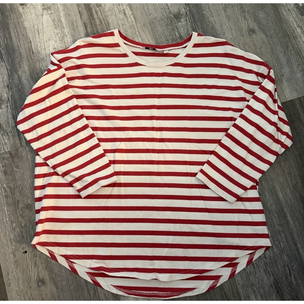 Vineyard Vines 3/4 Sleeve‎ Drop Shoulder Top Red & White Stripe $98 Size M
